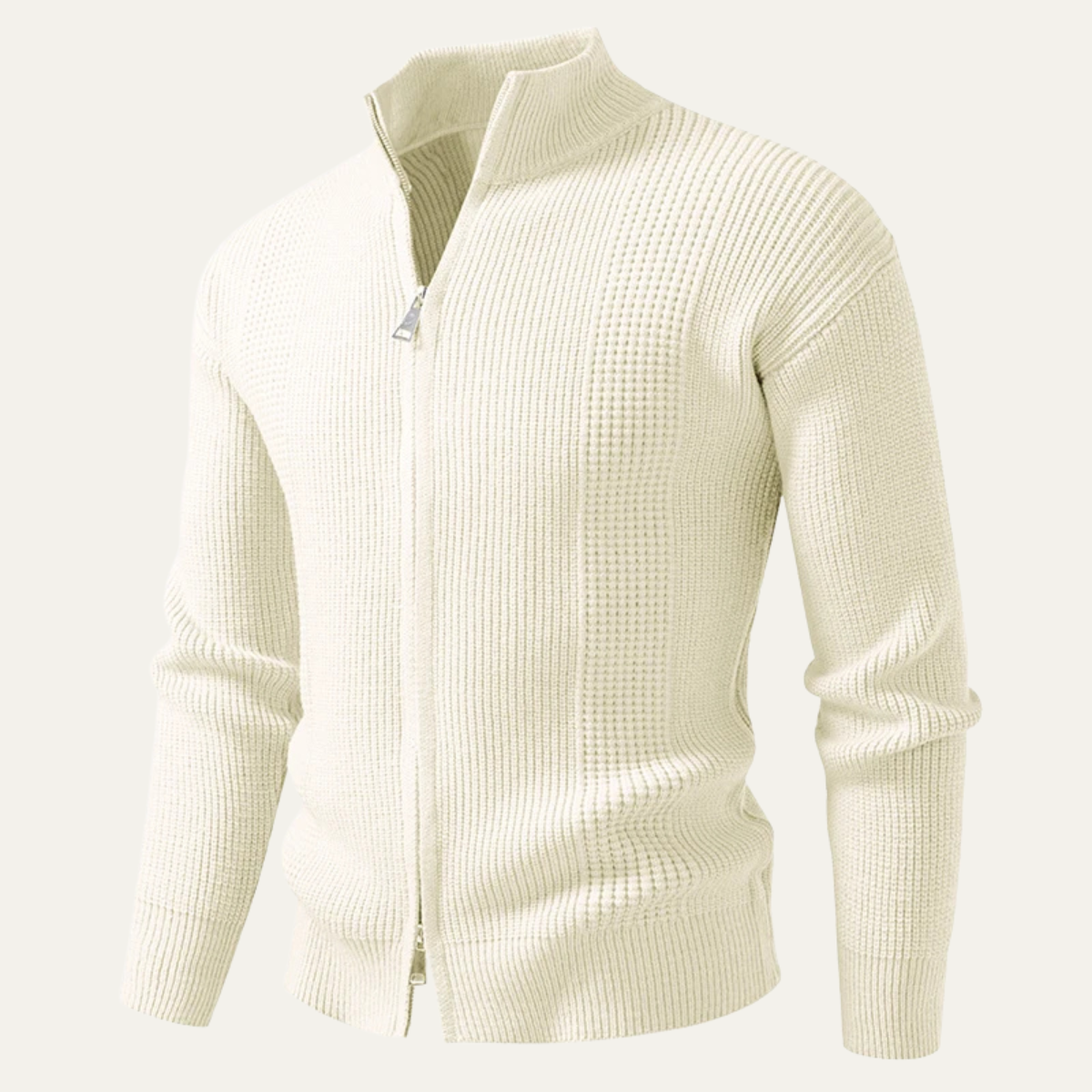 The Cisternino Men’s Smart Casual Ribbed  Zip Up Knit Cardigan