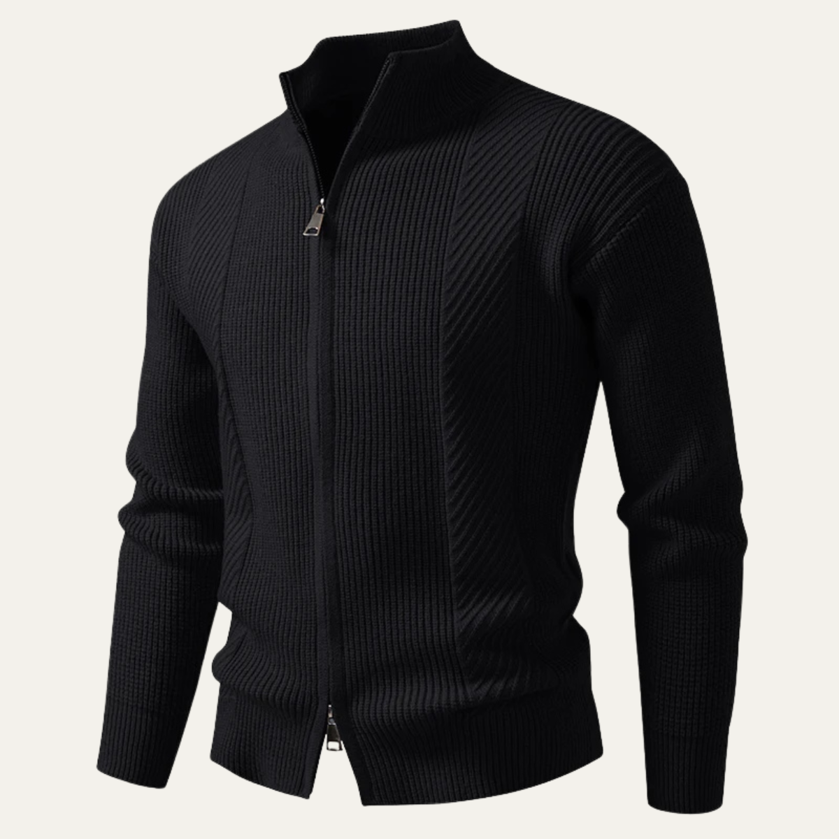 The Cisternino Men’s Smart Casual Ribbed  Zip Up Knit Cardigan