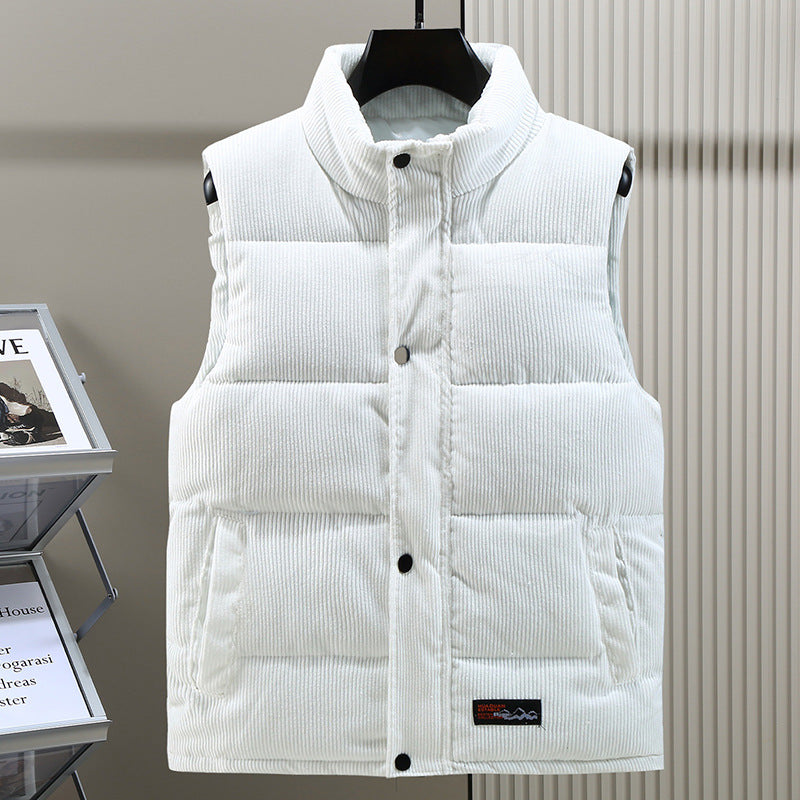 Finley | Men’s Corduroy Padded Vest with Stand Collar & Warm Quilted Design