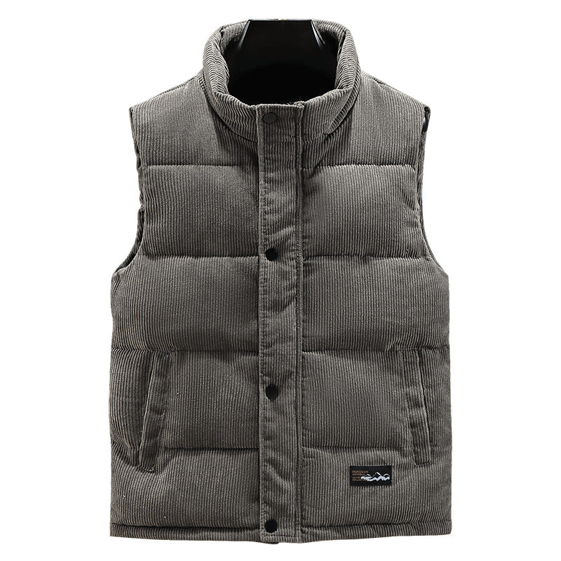 Finley | Men’s Corduroy Padded Vest with Stand Collar & Warm Quilted Design