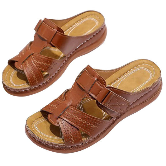Esme | Women's Slip-On Platform Summer Sandals with Adjustable Velcro Straps – Cushioned, Comfy & Stylish