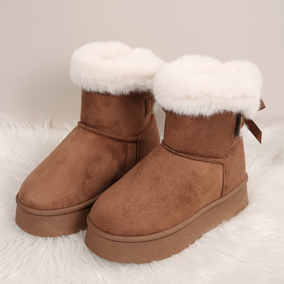 Adina | Women's Winter Boots with Thick Sole and Bow Detail – Warm Insulated Snow Boots