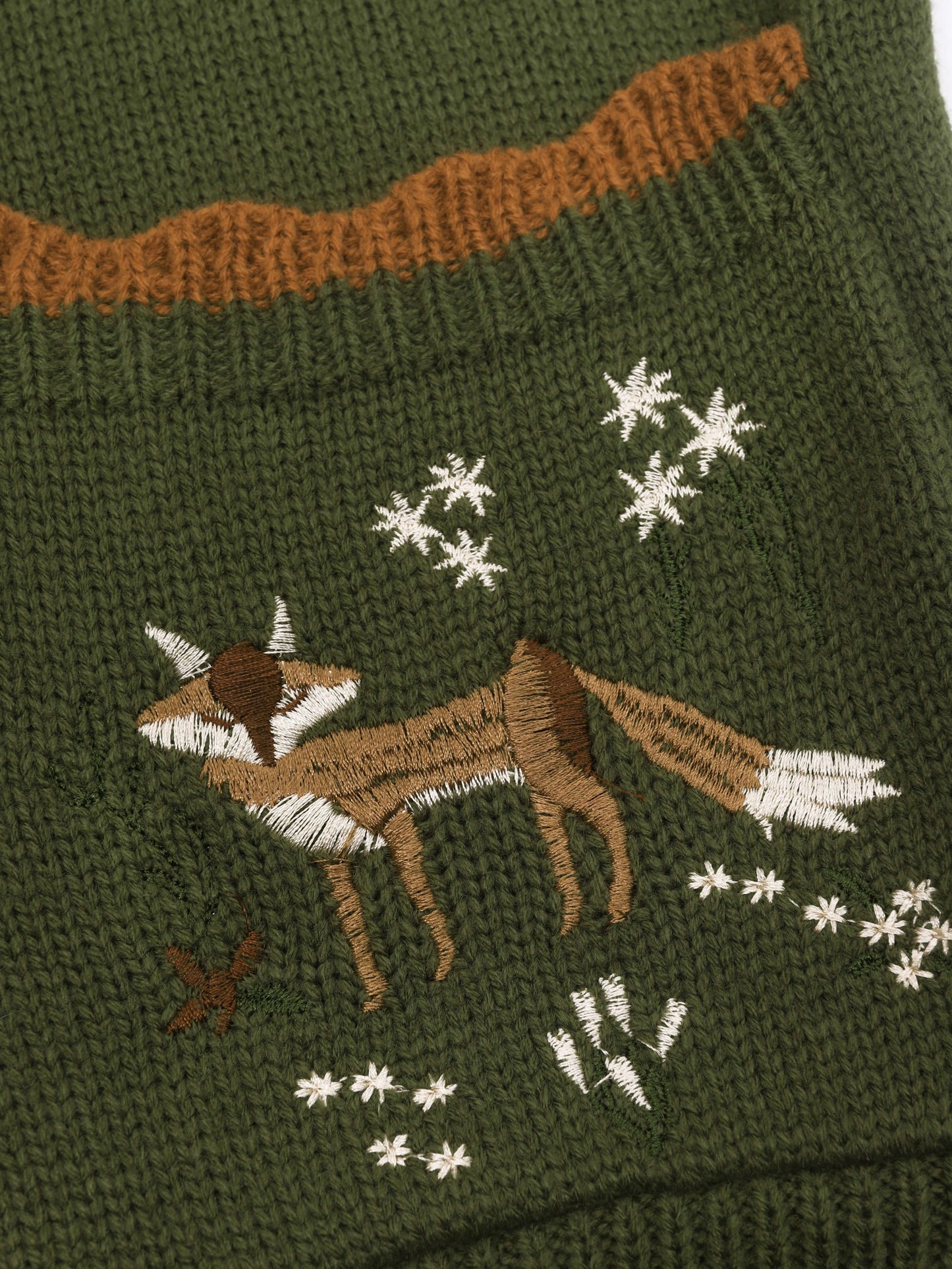 Henrietti | Women's Embroidered Wool Knit Cardigan with Buttons and Contrast Details