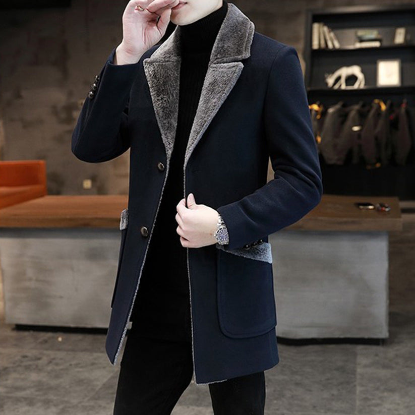 Calvin | Men's Single-Breasted Lapel Collar Coat with Large Functional Pockets