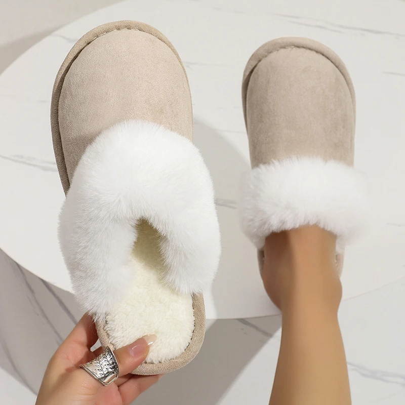 Xanthia | Women's Plush-Lined Winter Slippers with Closed Toe & Faux Fur Details