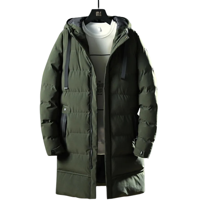 Bastian | Men's Long Puffer Winter Coat with Hood and Water-Repellent Zipper Pockets