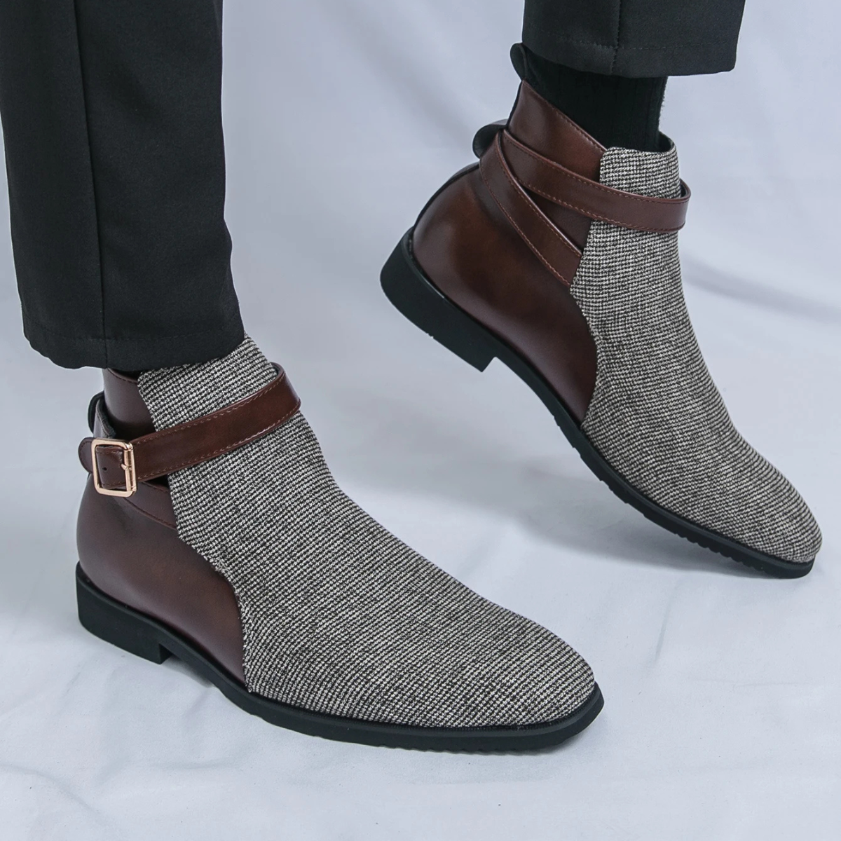 The Shetland Men's Elegant Modern Buckle Chelsea Boots