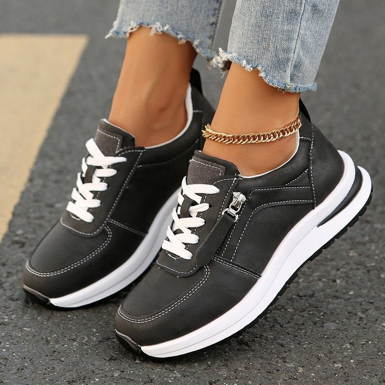 Grace | Women's Premium Lace-Up Side Zip Fashion Sneakers – Stylish & Comfortable