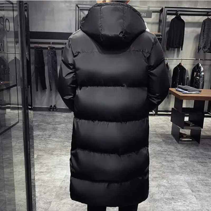 Fritz | Men's Long Quilted Winter Coat – Waterproof, Black with Side Pockets