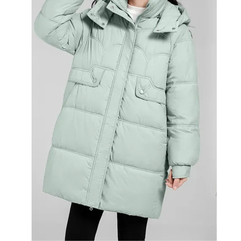 Elisa | Women's Quilted Parka Winter Jacket with Stand Collar and Removable Hood