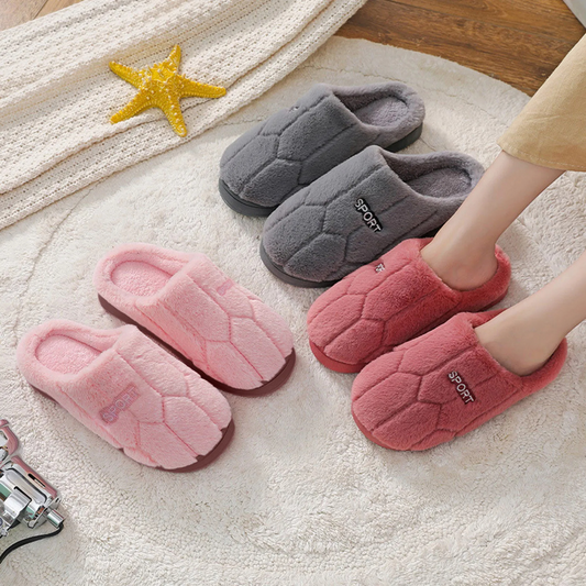 Violaine | Women's Winter Slippers with Sporty Embroidery, Soft Plush Fabric & Flexible Sole