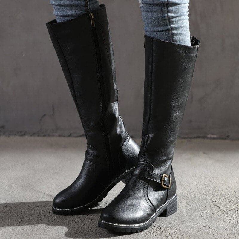 Mirabel | Women’s Knee High Boots | Elegant Round Toe with Comfortable Block Heel