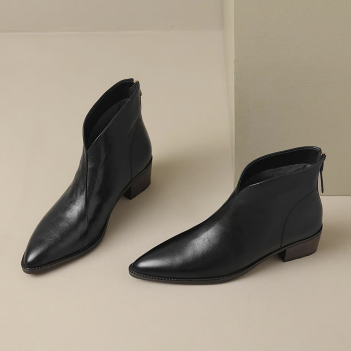 Valina | Women's Classic Pointed Toe Ankle Boots with Block Heel – Stylish & Comfortable Footwear