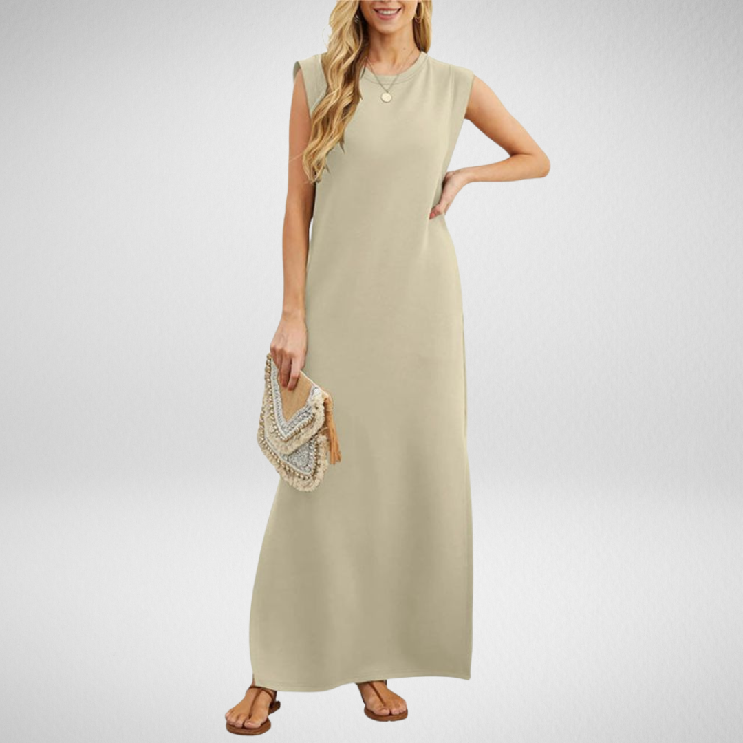 Nina | Women's Sleeveless Straight Maxi Dress with Round Neck – Elegant & Comfortable Fit