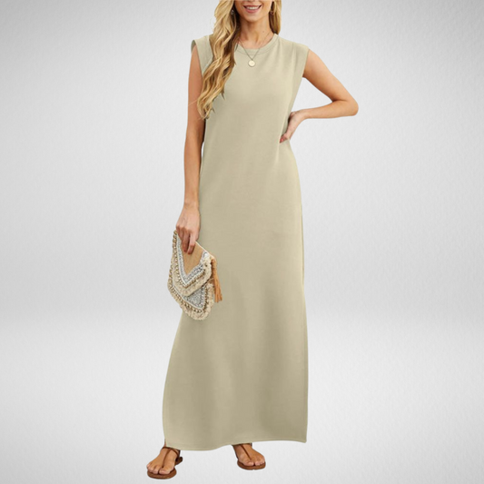 Nina | Women's Sleeveless Straight Maxi Dress with Round Neck – Elegant & Comfortable Fit