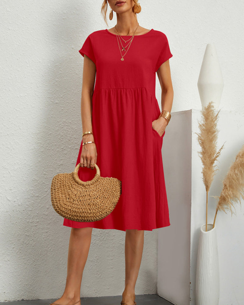 Urienne | Loose-Fit Pocketed Midi Dress – Breezy Comfort for Summer