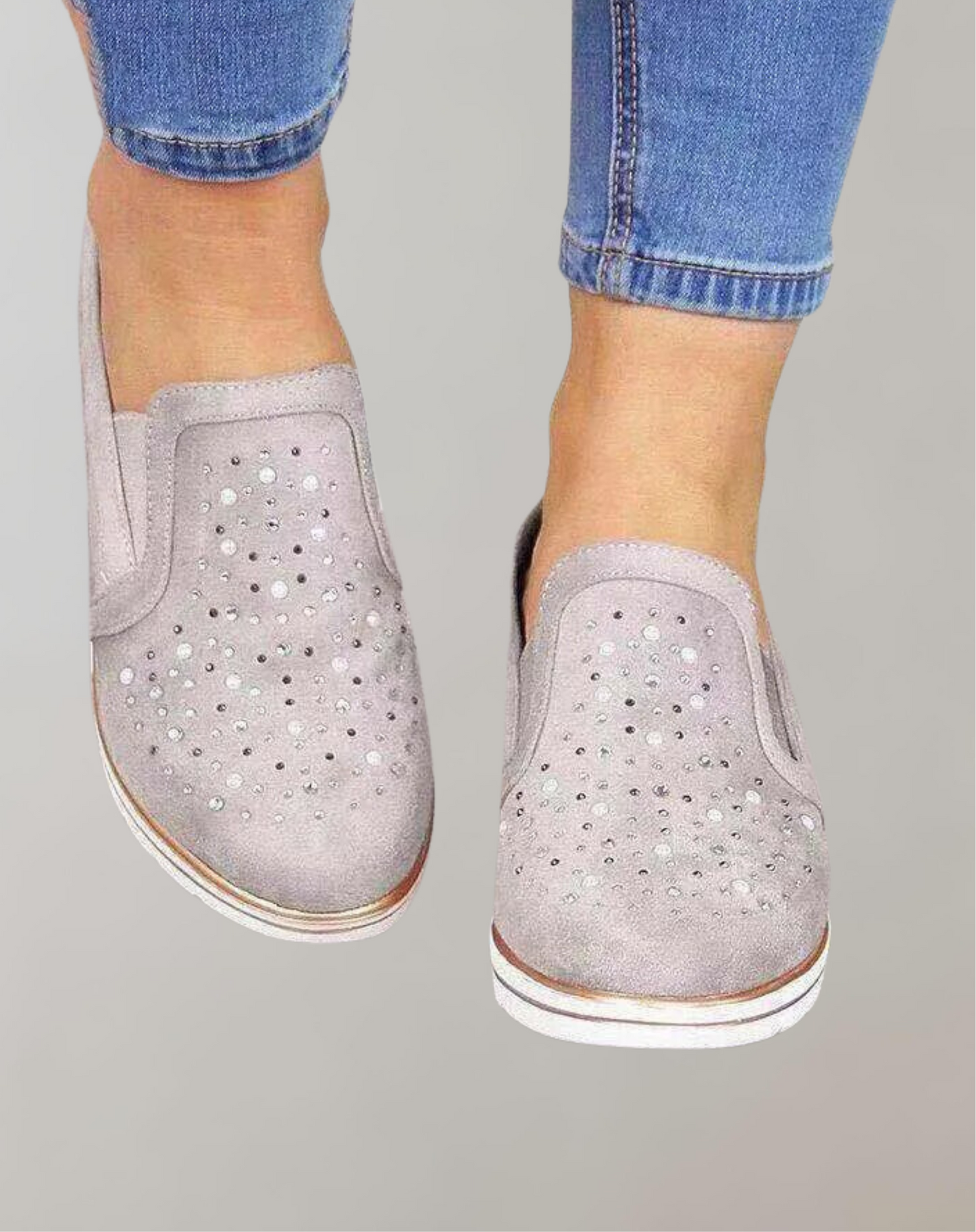 Eadlyn | Women's Bling Wedge Loafers – Shockproof Slip-On Shoes with Glitter Details