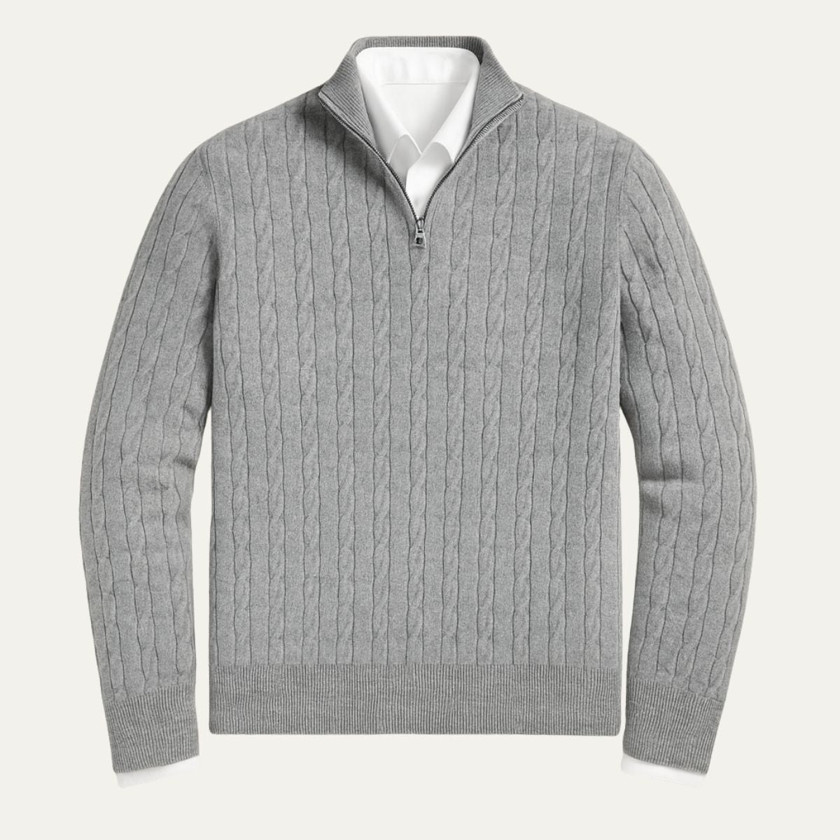 The St. Moritz Cable Knit Zipper Jumper for Men - Old Money Style