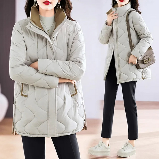 Daglinde | Long Puffer Jacket with High Collar and Zip Closure