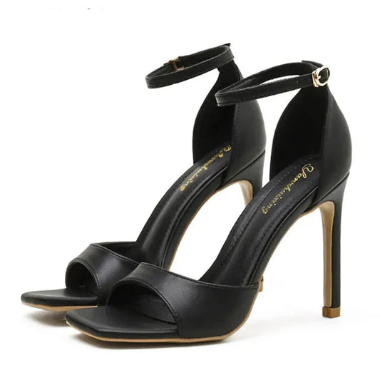 Leofwyn | Women’s Sparkling Square Toe Buckle Strap High Heel Sandals