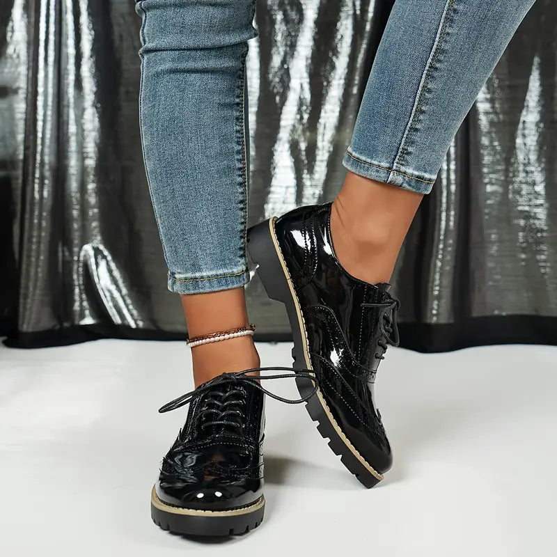 Jean | Women’s Stylish Glossy Lace-Up Shoes for Formal & Casual Wear