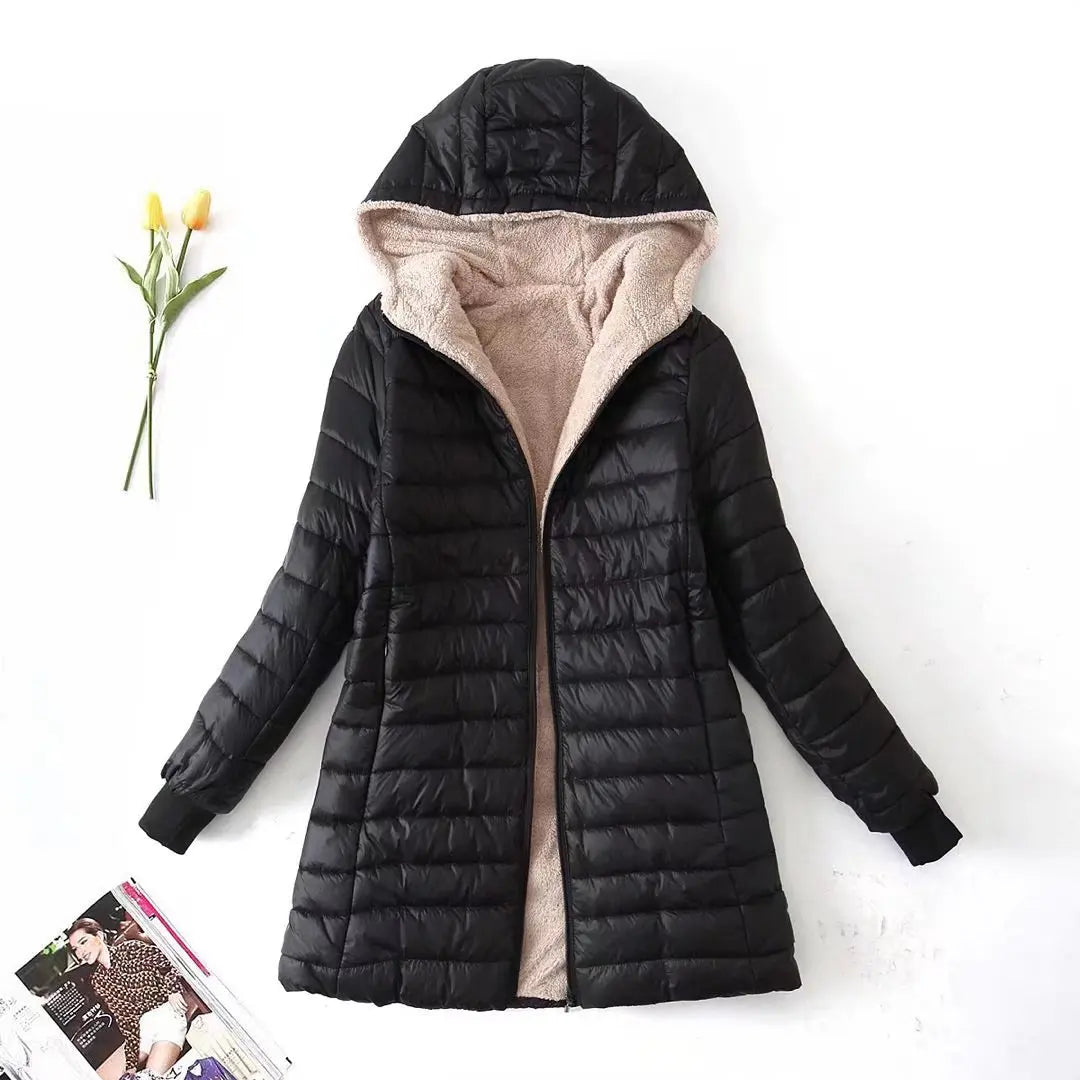 Emilia | Women’s Padded Fleece-Lined Hooded Jacket – Stylish and Warm Outerwear