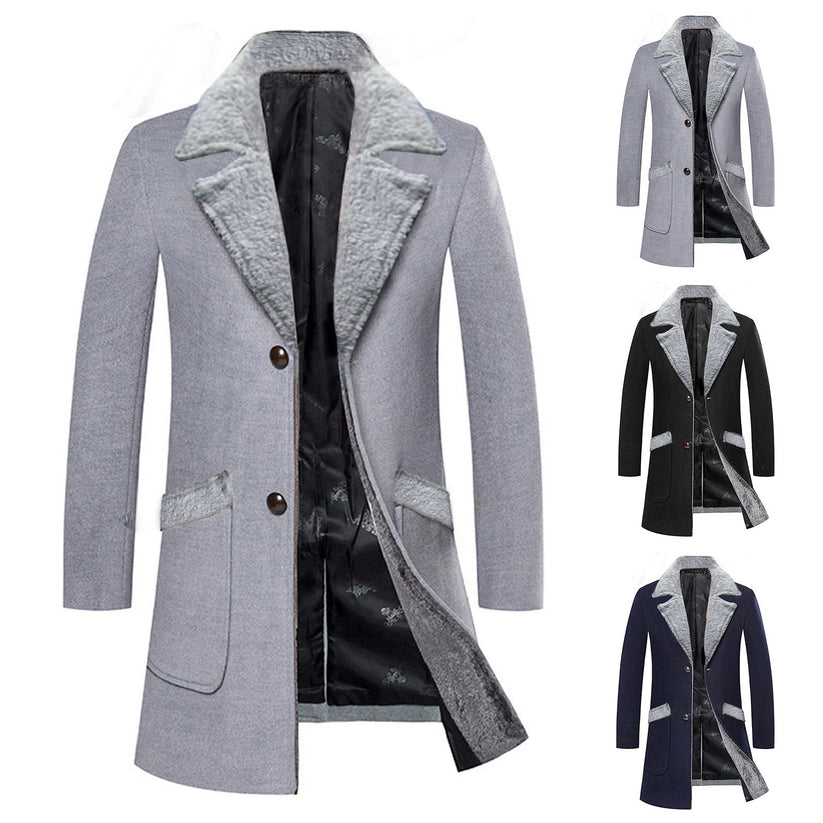 Calvin | Men's Single-Breasted Lapel Collar Coat with Large Functional Pockets