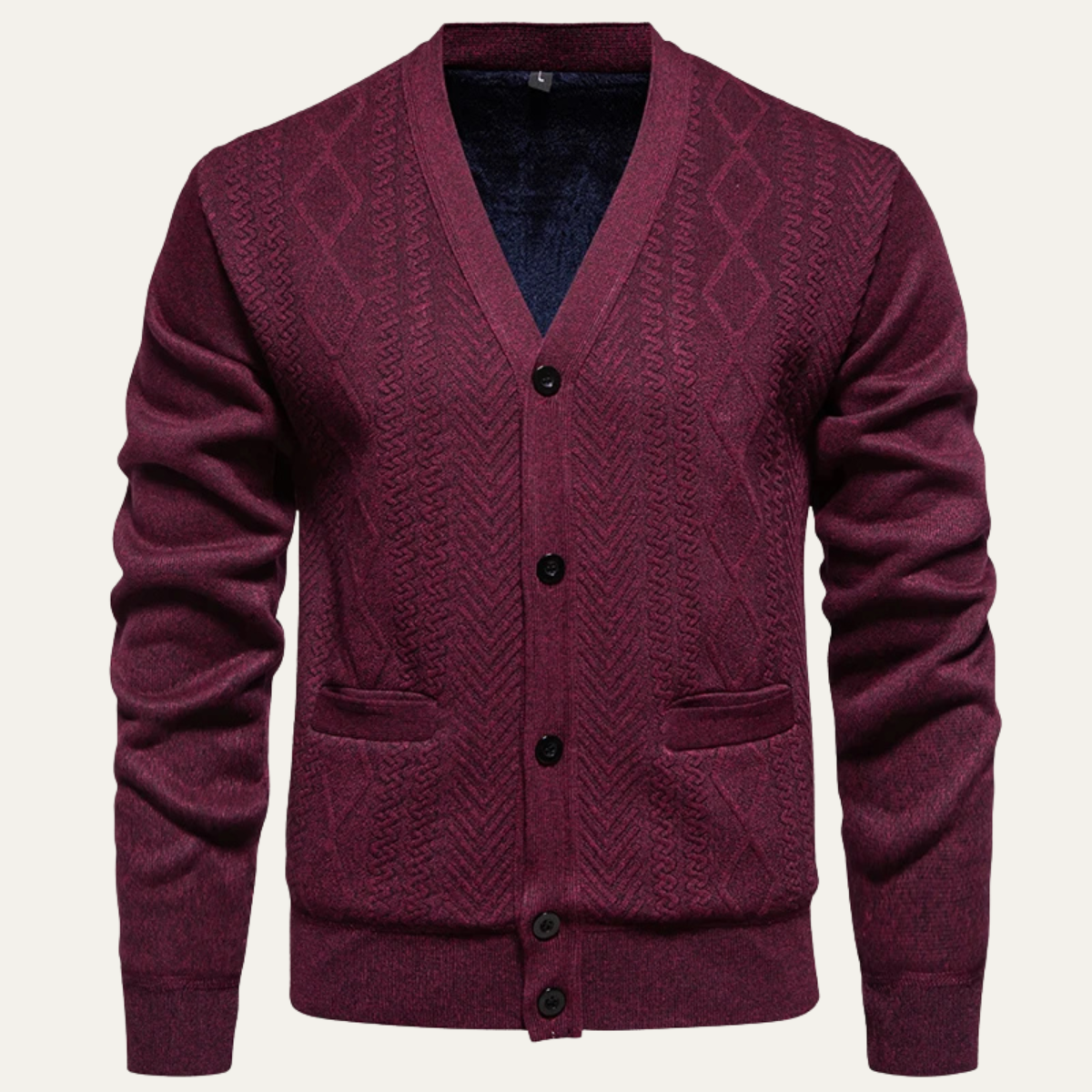 The Murano Men's Slimt Fit Knitted Button Up V Neck Cardigan