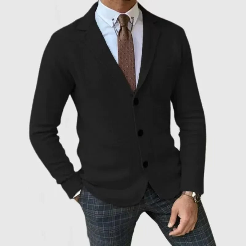 Ivano | Men's Slim Fit Cardigan with Reversed Collar and Button Details