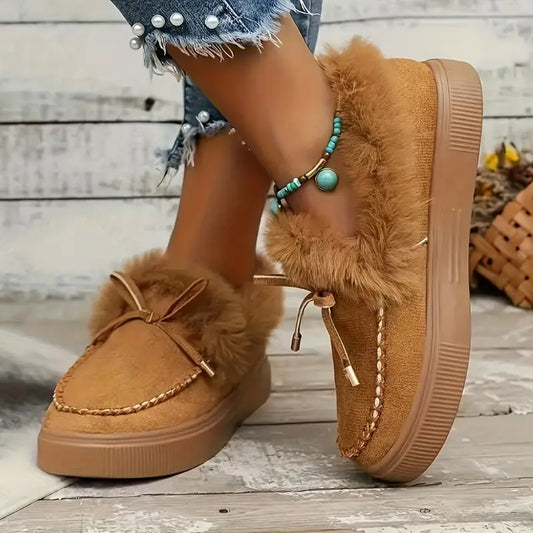 Janna | Women's Faux Fur Lined Slip-On Winter Loafers – Thick Sole, Warm & Comfortable for Cold Days