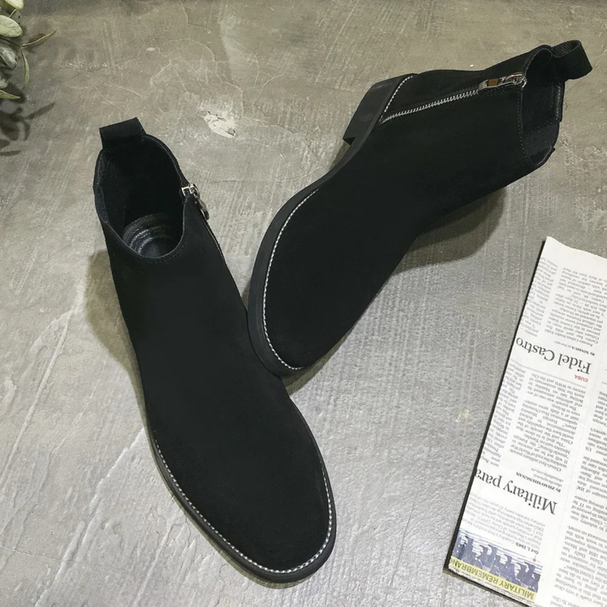 The Bastille Men’s Genuine Suede Chelsea Dress Fur Boots