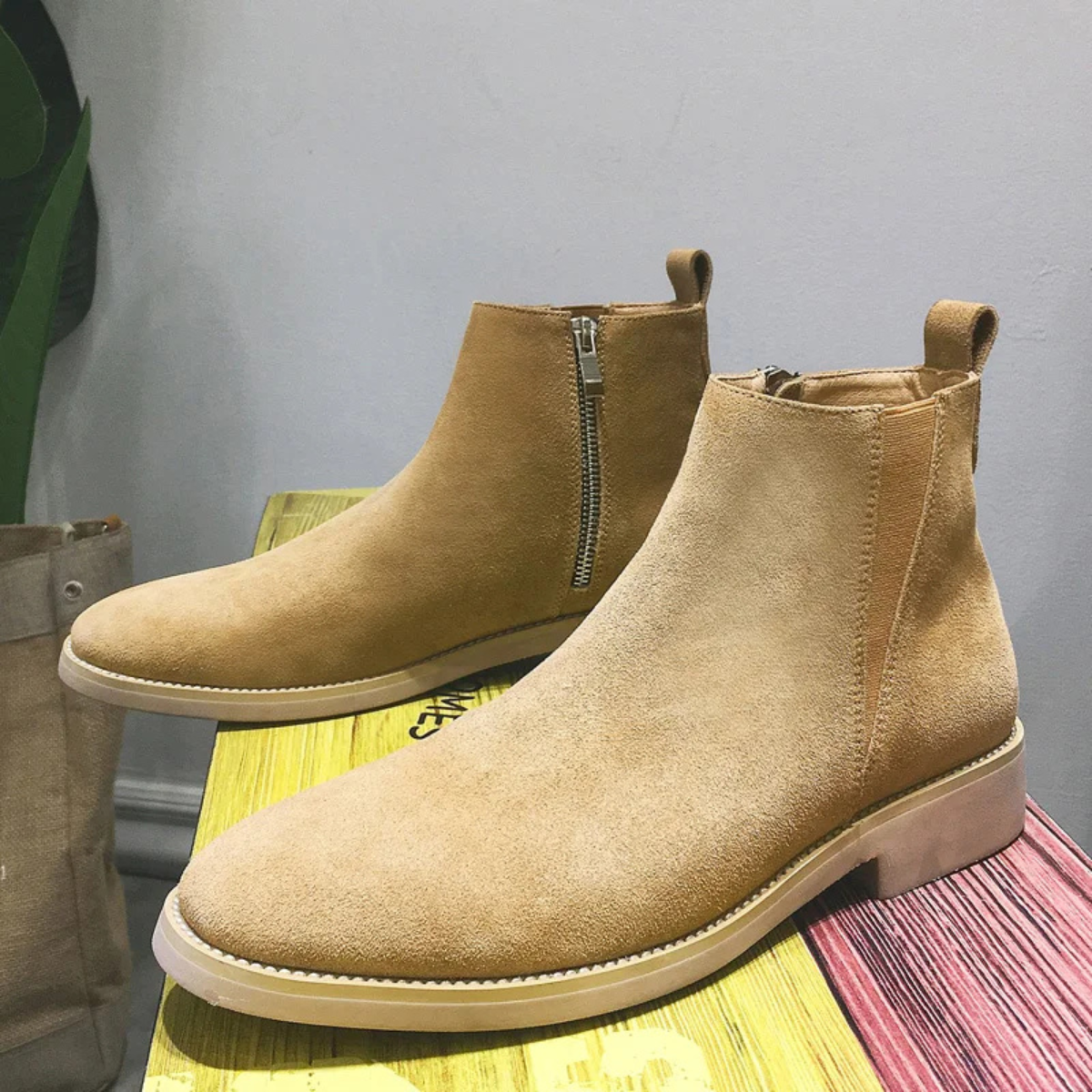 The Bastille Men’s Genuine Suede Chelsea Dress Fur Boots