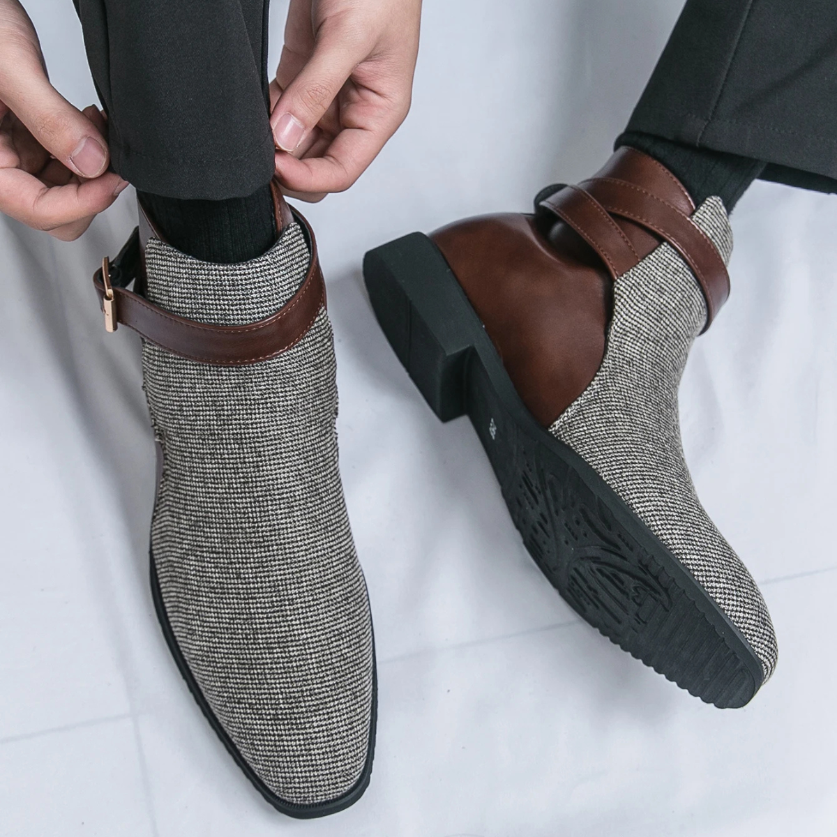 The Shetland Men's Elegant Modern Buckle Chelsea Boots