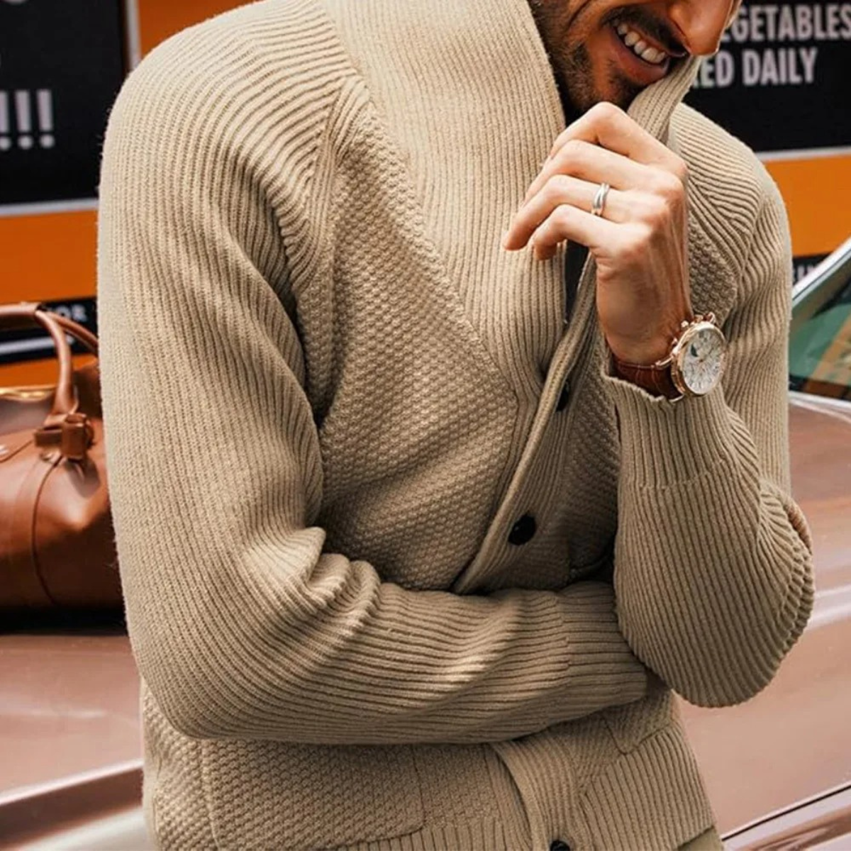 The Pembroke Men's Shawl Collar Button Up Knit Cardigan