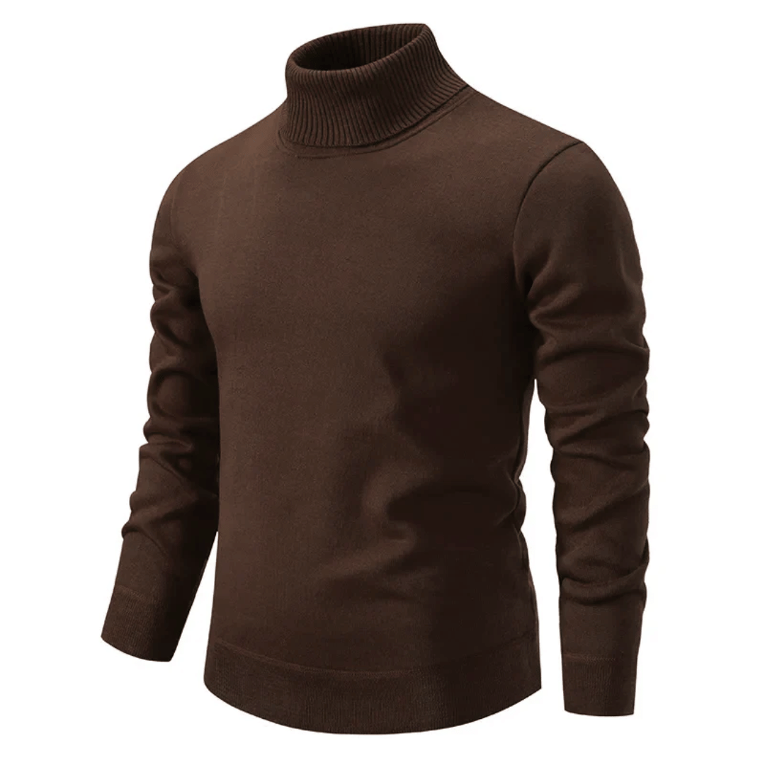 Delphin | Men's Solid Colour Roll Neck Warm Sweater - Soft & Comfortable