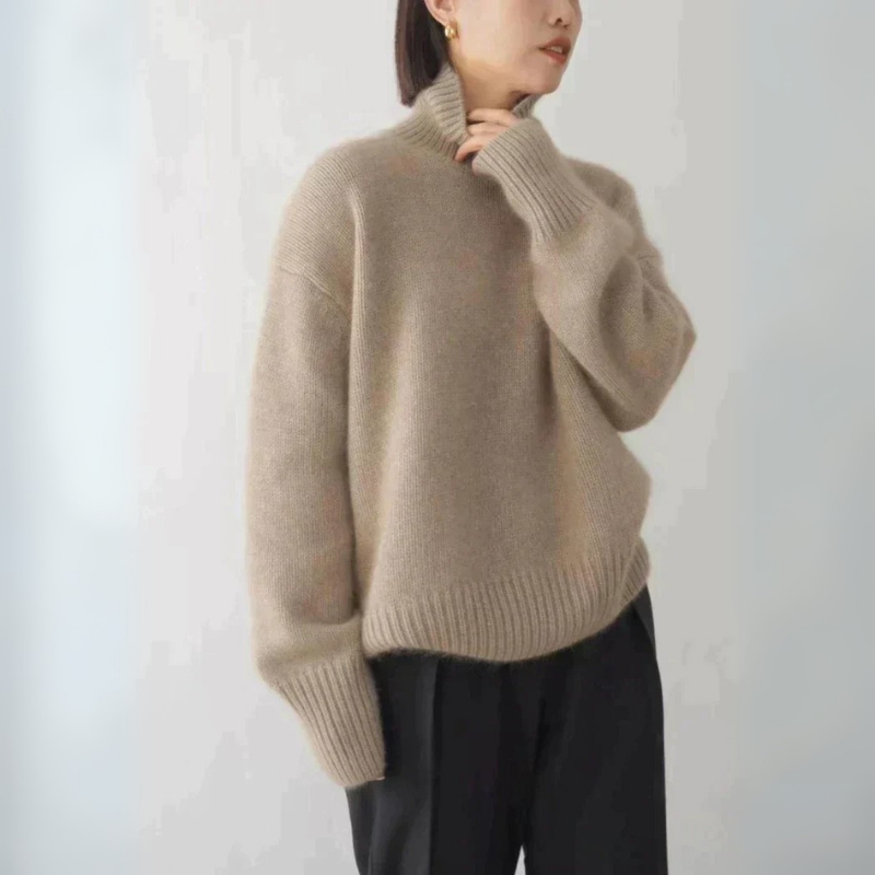 Penny | Women's Classic Knit Turtleneck Sweater, Loose Fit, Solid Colour