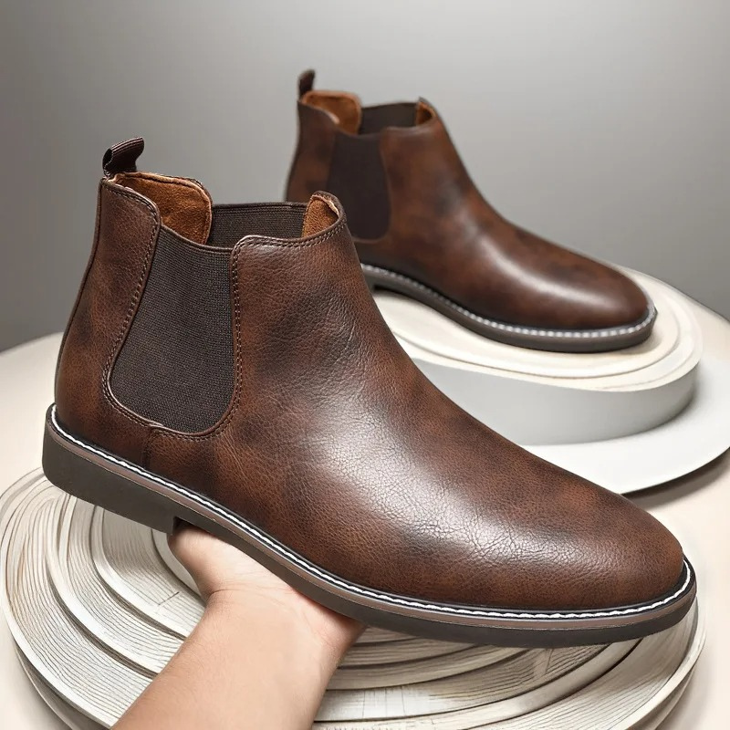 The Wrexham Men's Casual Leather Slip On Chelsea Boots
