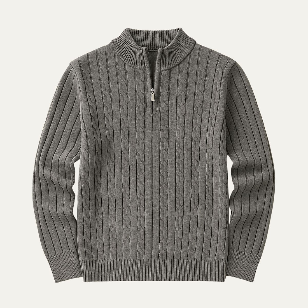 The Wells Cable-knit Quarter Zip Jumper