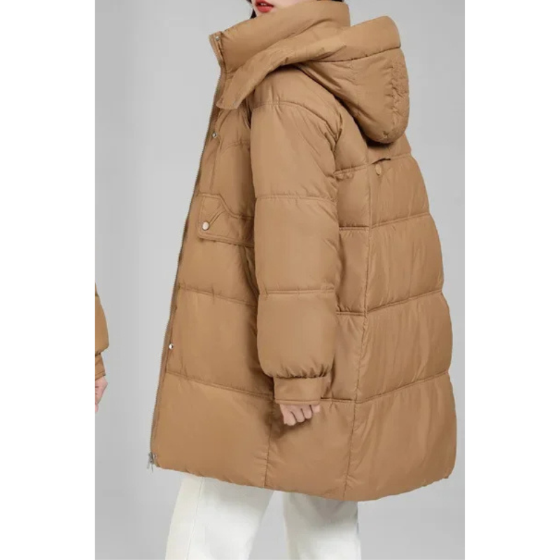 Elisa | Women's Quilted Parka Winter Jacket with Stand Collar and Removable Hood