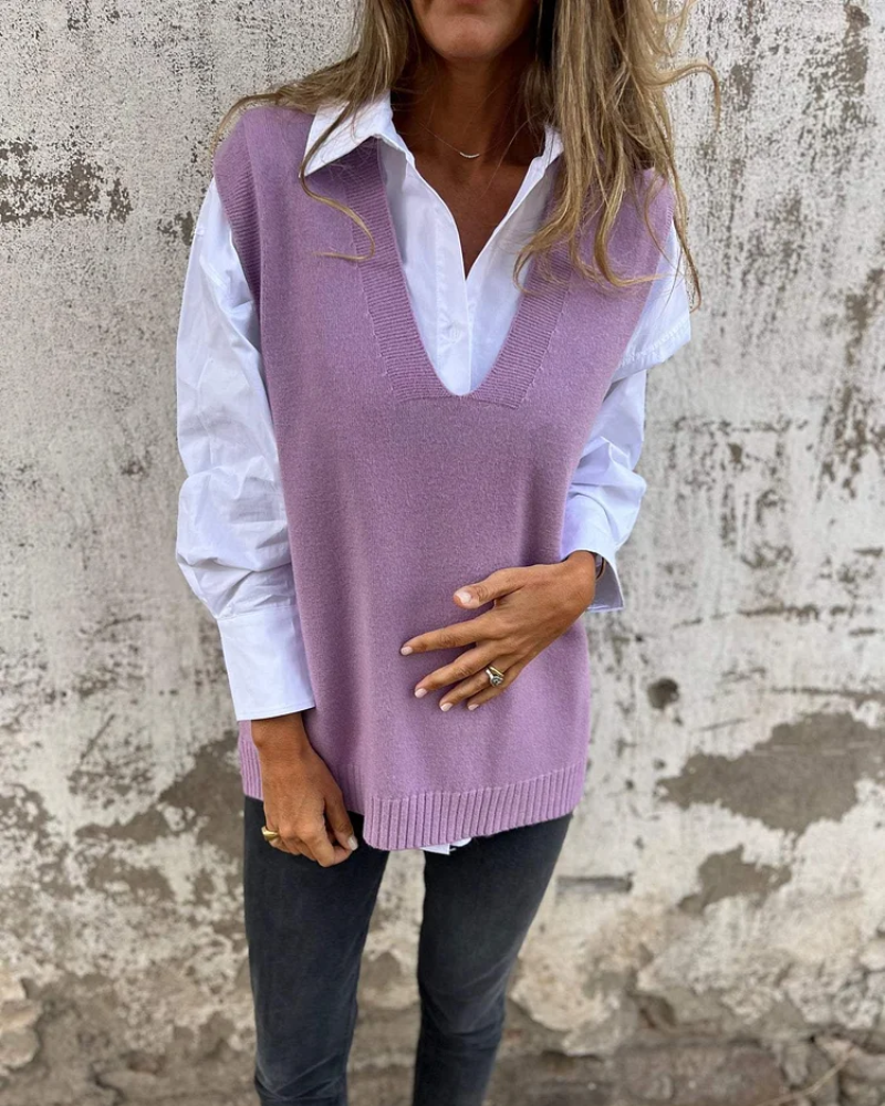 Eadlin | Women’s Classic Knitted Sweater Vest with V-Neck