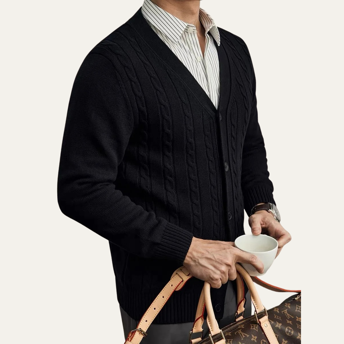 The Heathmoor Men’s Stylish V Neck Knit Winter Cardigan