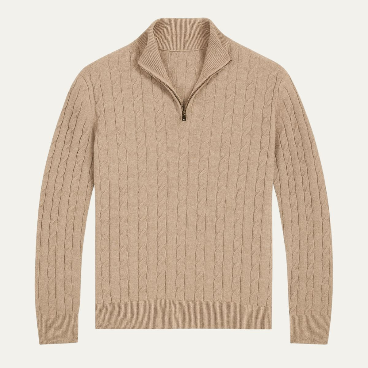 The St. Moritz Cable Knit Zipper Jumper for Men - Old Money Style
