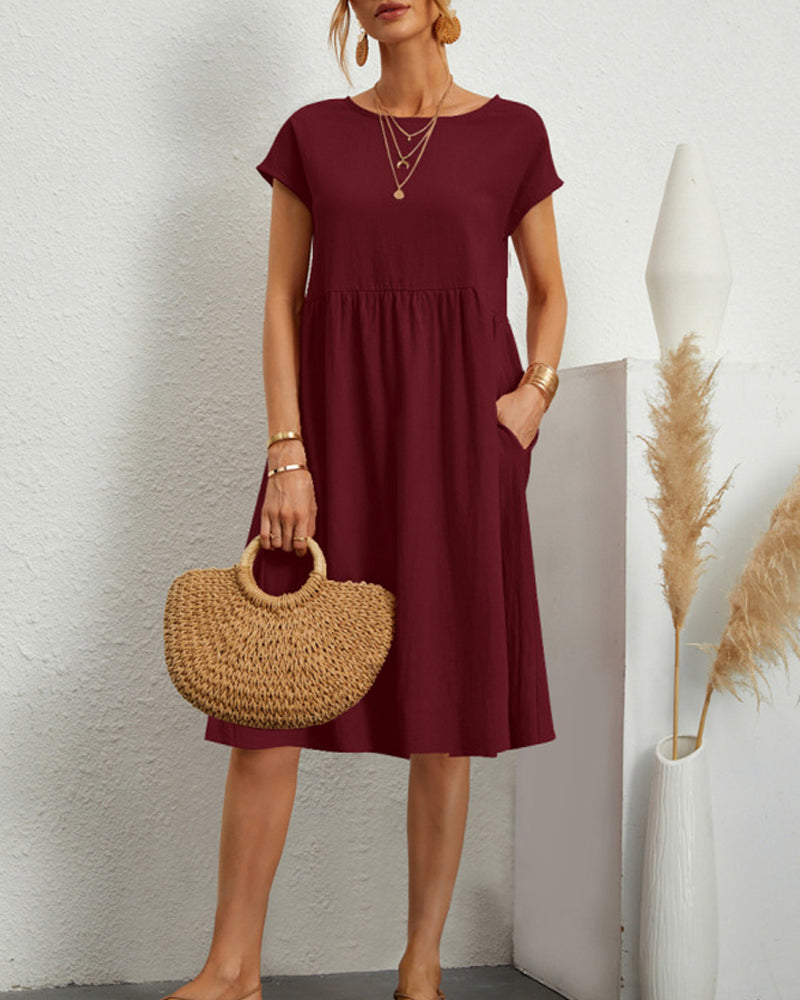 Urienne | Loose-Fit Pocketed Midi Dress – Breezy Comfort for Summer