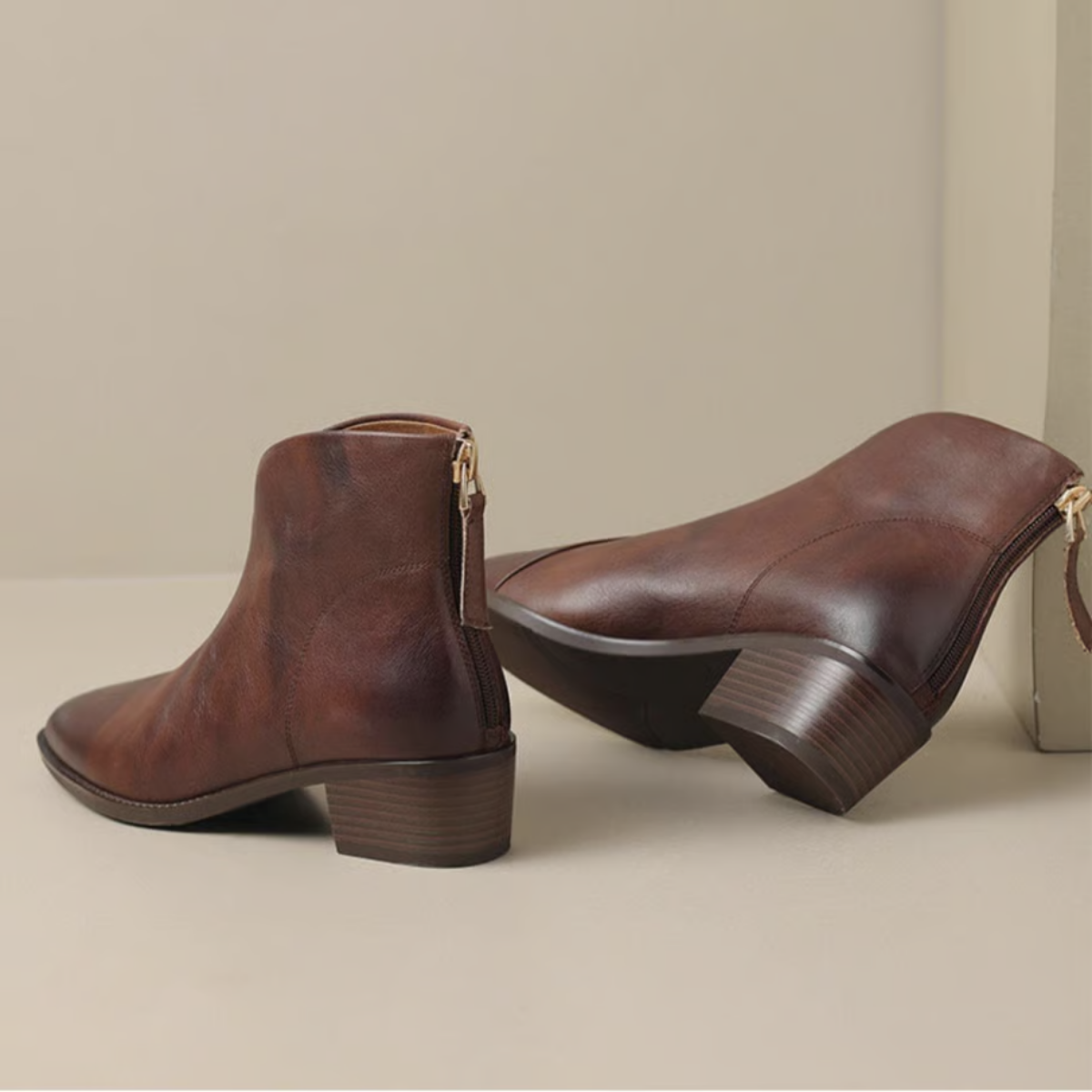 Valina | Women's Classic Pointed Toe Ankle Boots with Block Heel – Stylish & Comfortable Footwear