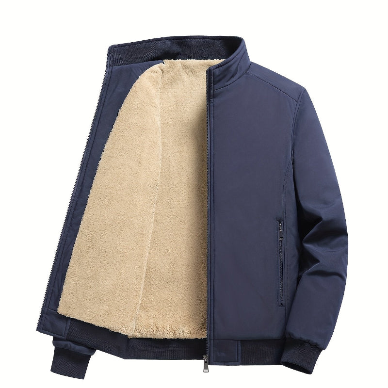 Caleb | Men’s Outdoor Zip Jacket with Fleece Lining and Stand Collar