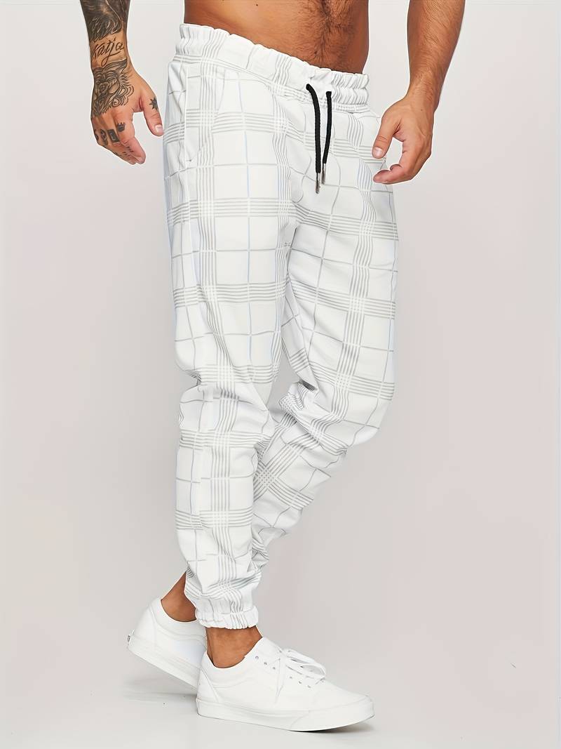 Charles | Men’s Jogging Trousers with Check Pattern & Drawstring Waist