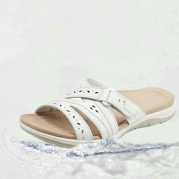 Velora | Women’s Strappy Flat Sandals – Comfy Open Toe Slippers with Adjustable Velcro Strap