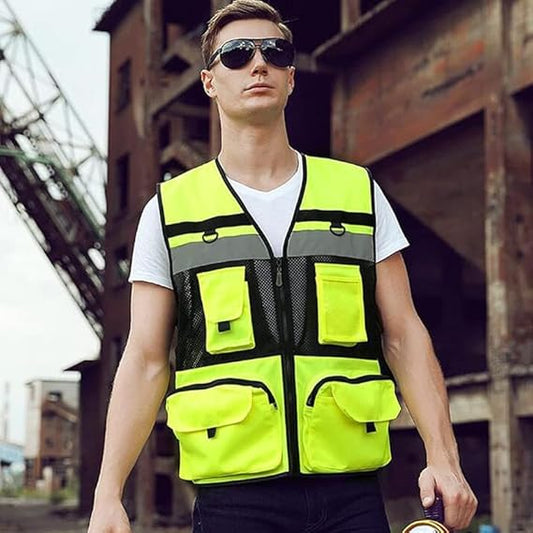 Kilian | Unisex V Neck Mesh Multi-Pocket Reflective Safety Vest