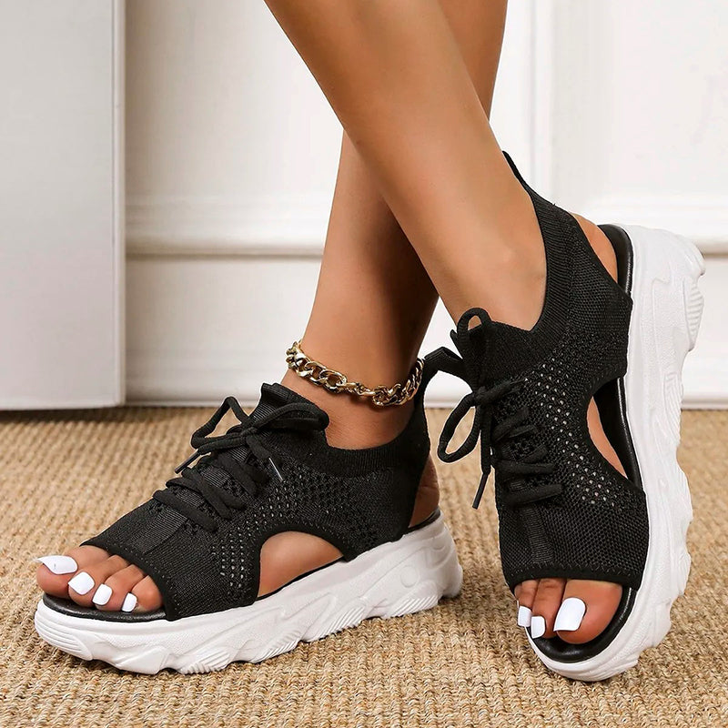 Domina | Women's Breathable Wedge Sandals – Comfortable Slingback Lace-Up for Summer