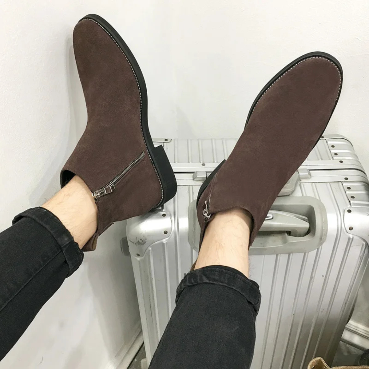 The Belleville Men’s Genuine Suede Chelsea Dress Boots